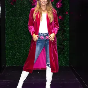 Hot pink velvet duster