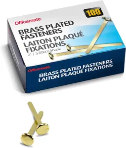 Officemate Paper Fasteners,  Inch Shank, Brass ()
