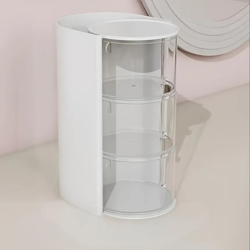 Rotating Multi-Layer Transparent Hair Accessory Storage Box, Dustproof Plastic Material, Makeup Pencil Organizer, cosmetic organizer, Christmas Gift, Plastic Storage Boxes, Clear Storage Box
