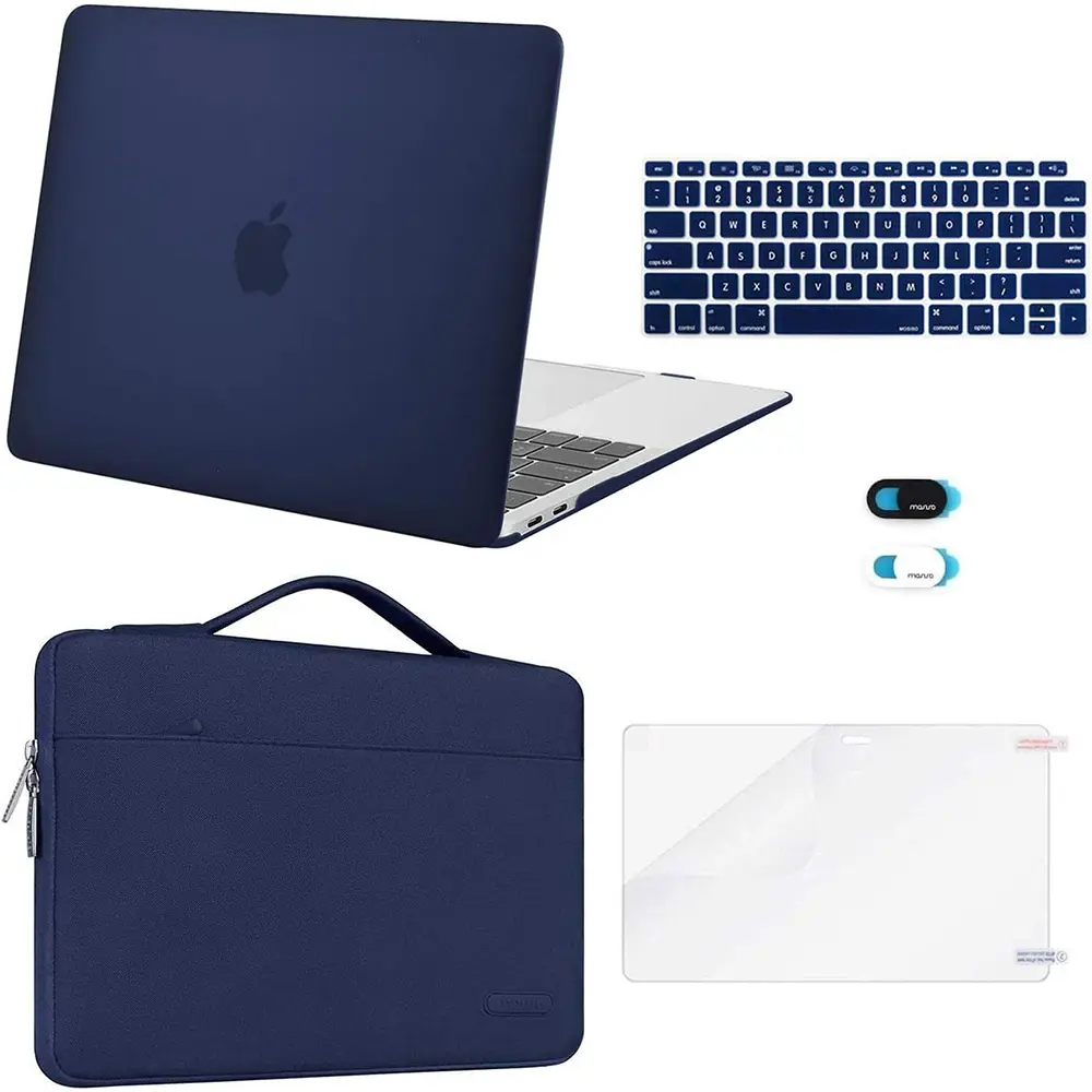 MOSISO Plastic Hard Shell Case Bundle for 13-inch MacBook Air (M1 Chip, 2018-2021 Release, A2337/A2179/A1932, Retina Display) - Laptop Sleeve, Keyboard Skin, Webcam Cover, Screen Film, Rose Quartz