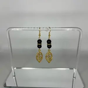 Silver Obsidian Feather Earring -JewelVana