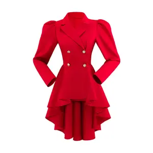 Punk Gothic Renaissance Trench Coat – Women's Steampunk Red Coat