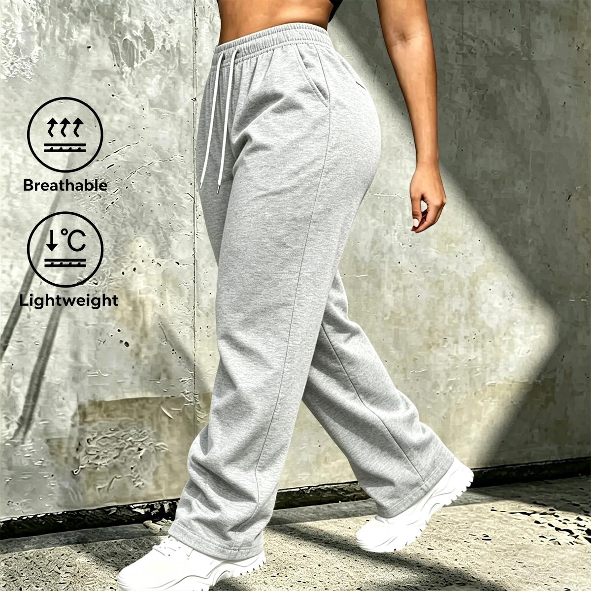 Two-pack elegant casual long pants—fashionable sport trousers with a double-pocket design, machine washable women’s pants that are versatile for home and outdoor wear.