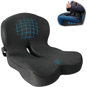 Seat Cushion,Office Chair Cushion with Lumbar for Back Pressure Relief, Car Seat Cushion with Strap,Sciatica Pad for Car,Truck, Desk,Gaming Chair