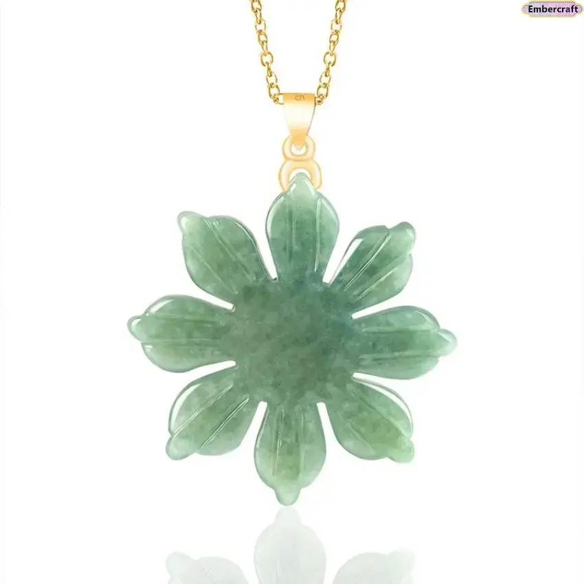Jade Sunflower Necklace for Women, 18K Gold Plated Waterproof Pendant Jewelry, Elegant Natural Jade Aesthetic Necklace, Gift for Her, Daily Wear & Birthday Gift