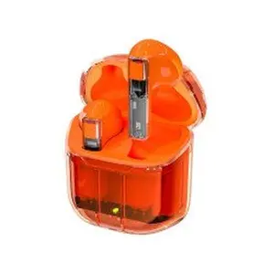 Kik_True TWS Gaming See-Thru Transparent Design Bluetooth Wireless Headphone Earbuds Headset BW01 for Universal Cell Phone And Bluetooth Device (Orange)