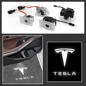 2pcs 3D LED Car Door Logo Welcome Light Projection Laser Ghost Image Shell Lamp for Tesla Model 3 Model S X Model Y Juniper Roadster Spacex