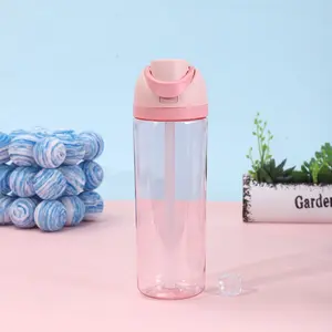 Transparent Plastic Fruit Cup, Large Capacity Outdoor Sports Water Bottle, Leak-Proof Dual Straw Cup, Perfect for Hiking & Camping