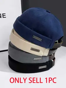 Men's Vintage Hip-Hop Hat, Unisex Fitted Dome Cap, Casual Street Fashion, Lightweight Skullcap, Suitable for Daily Commute, Fashion Matching Hat, Fitted Snapback Hats