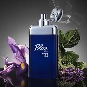 Blue Navy No33 3.4 Fl Oz Men's Eau De Toilette Spray Woody Aromatic Fragrance with Pineapple Bergamot & Lemon Notes Perfect for Dating Daily Life Parties Gift Giving