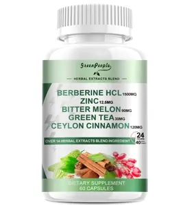 GREENPEOPLE Berberine Supplement with Ceylon Cinnamon - Berberine 1500mg Activates AMPK & GLP-1 Berberine HCL Capsules with Bitter Melon/Artichoke Extracts & Natural Herbs for Immune Support 60 Count