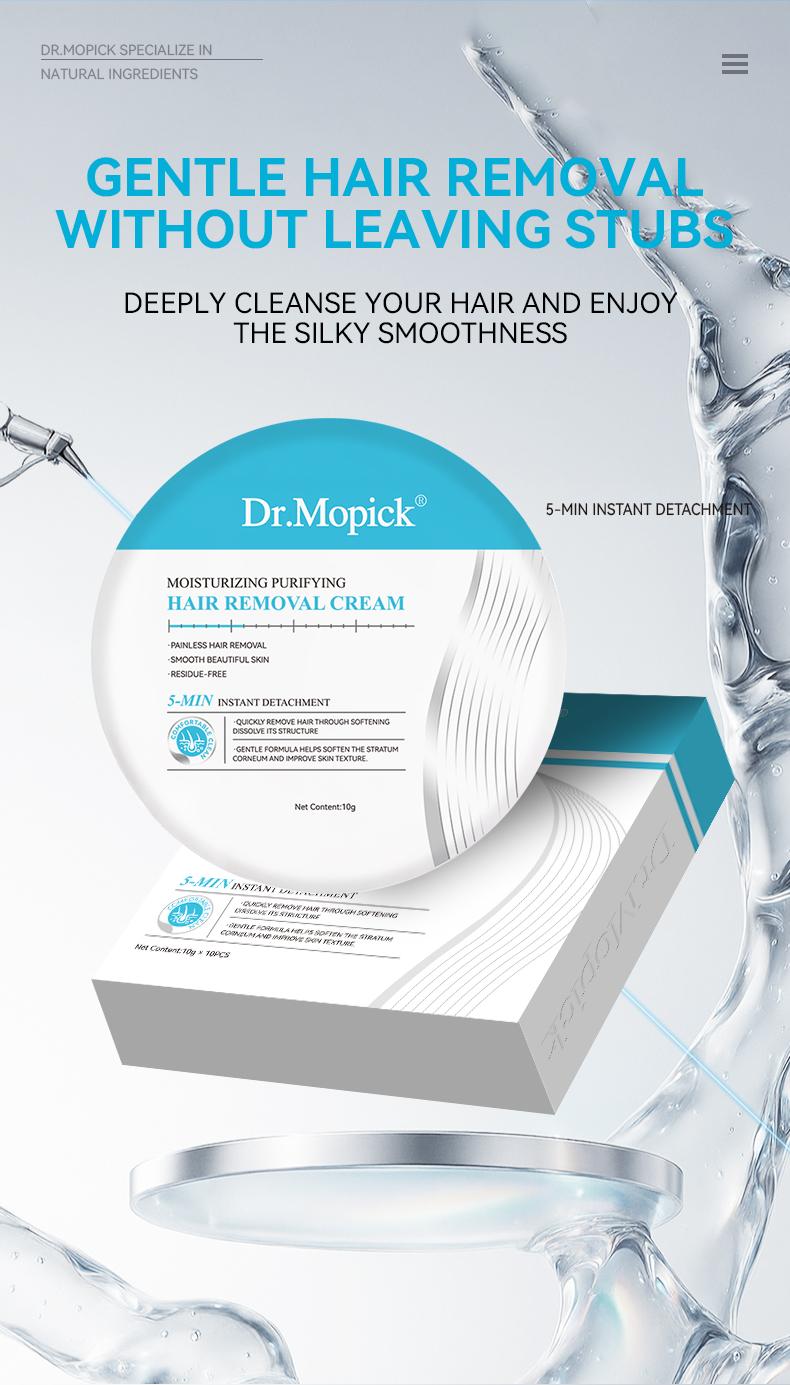 Dr.Mopick Korean 5-Minute Painless Hair Removal Cream, Gentle No-Stub Depilatory for Smooth Silky Skin, Fast Hair Remover for Body & Intimate Areas,
