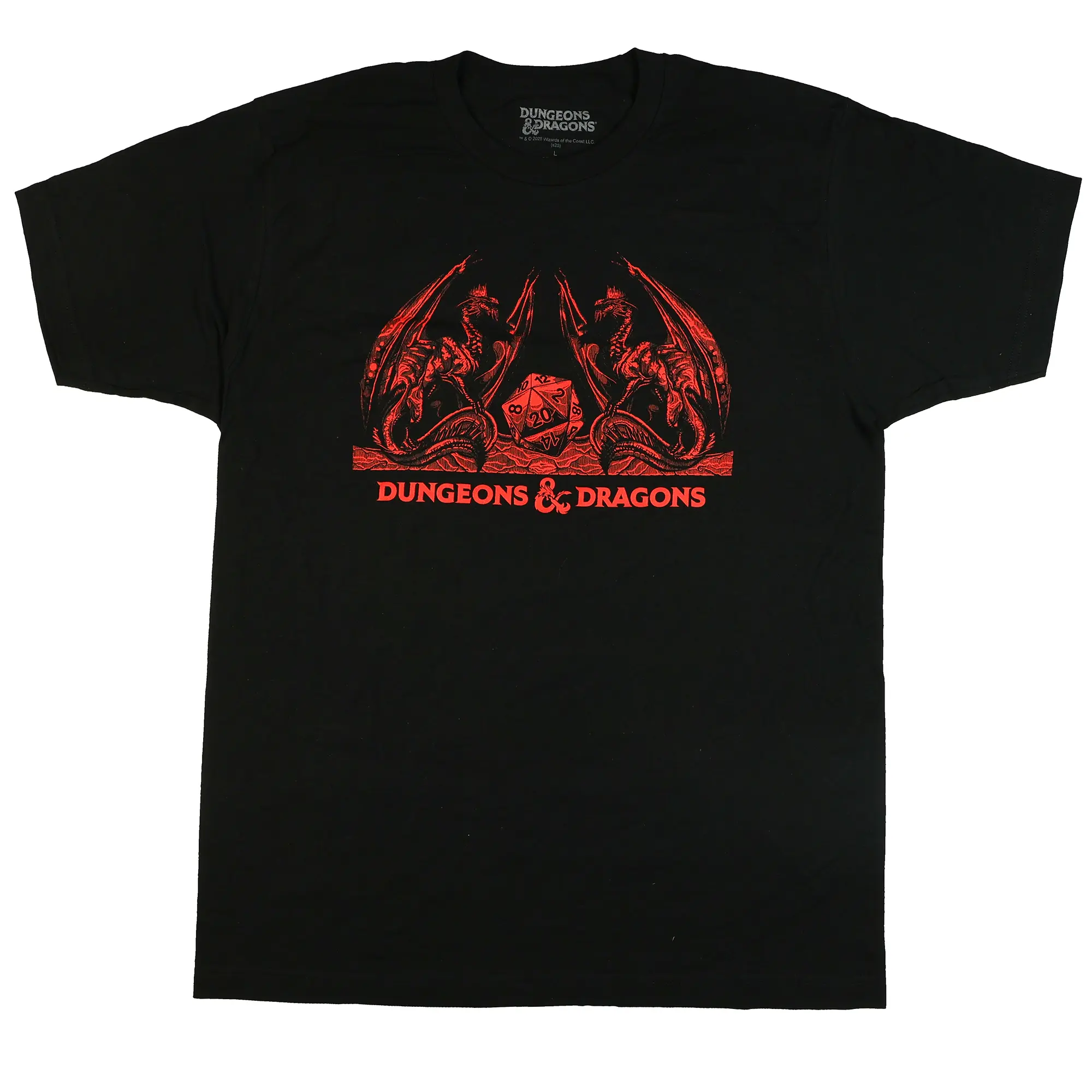 Men's Classic T-Shirt, Dungeons and Dragons Dice & Dragon Graphic Print, 100% Cotton Short Sleeve Streetwear Top, Shortsleeve, Breathable, Menswear, Casual, Dragon Character Men's Short-Sleeve T-Shirts