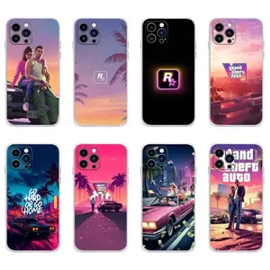 GTA 6 Game Grand Theft Auto Phone Cases For iPhone 17 Promax Pro Air 16 Plus 15 14 13 12 Transparent Soft Shockproof Protective Cover Gift For Birthday Christmas Halloween