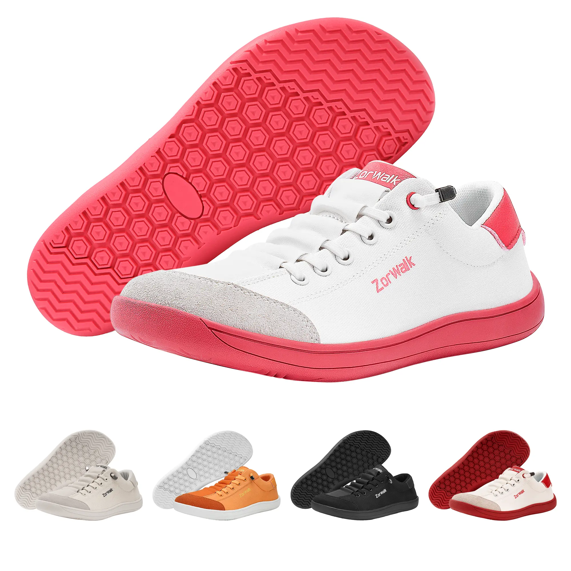 Zorwalk Barefoot Shoes for Men & Women — Wide Toe Box Sneakers with Thumb Space Heightening, Zero Drop PU Leather Shoes, Double Arch Support Orthopedic Office Trainer