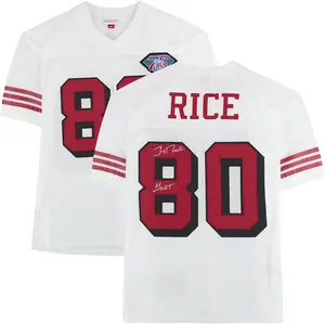 Jerry Rice San Francisco 49ers Autographed Mitchell and Ness White Authentic Jersey with "GOAT" Inscription - Fanatics Authentic Certified