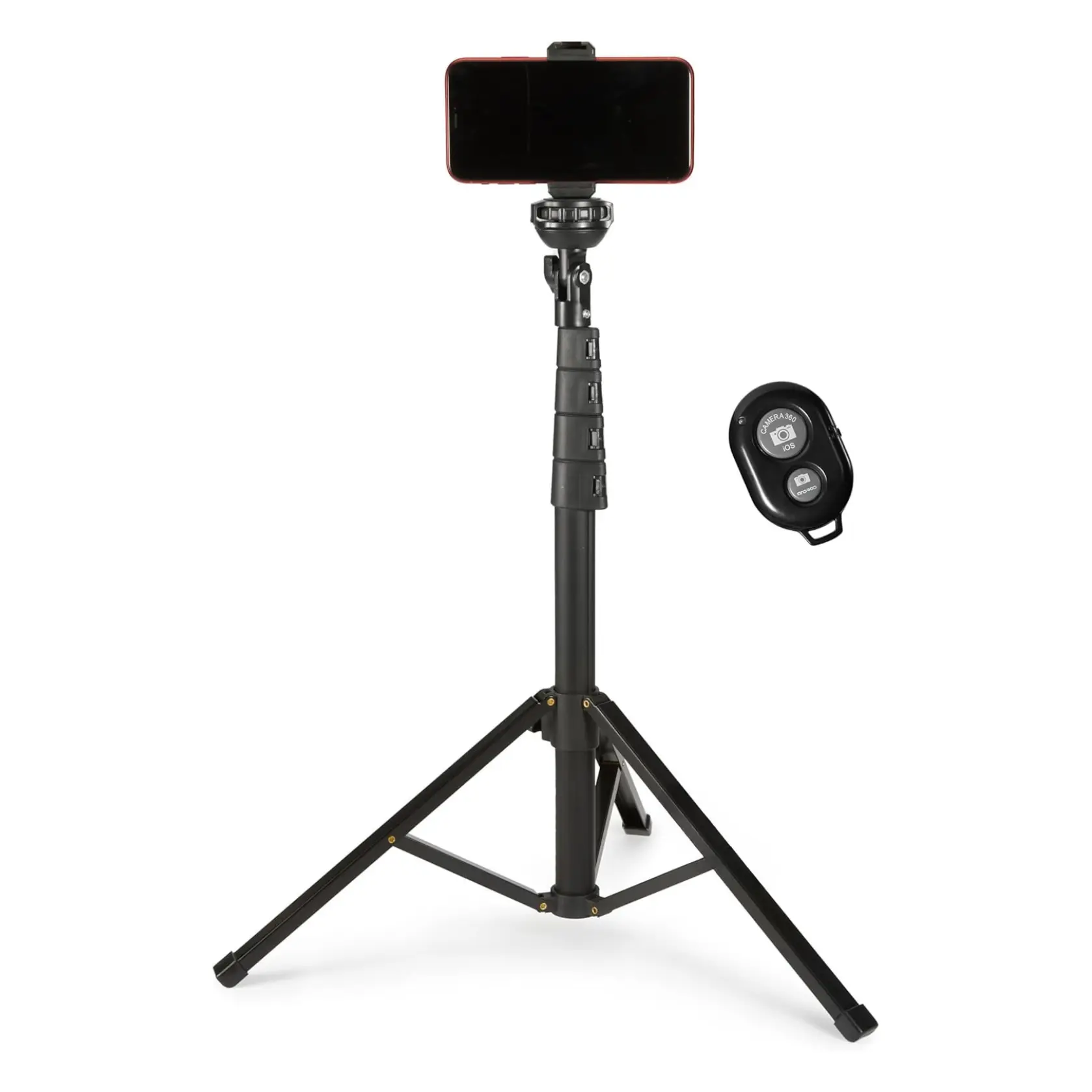 64-inch Extendable Tripod for iPhones and Smartphones, Selfie Stick Mode and Phone Tripod Mode, Black