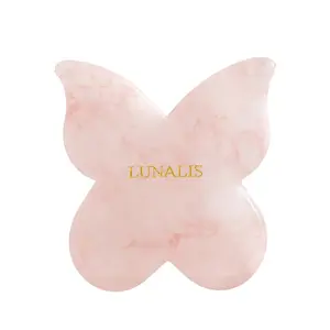 ROSE QUARTZ BUTTERFLY GUA SHA Skincare Smooth Contour Facial Daily