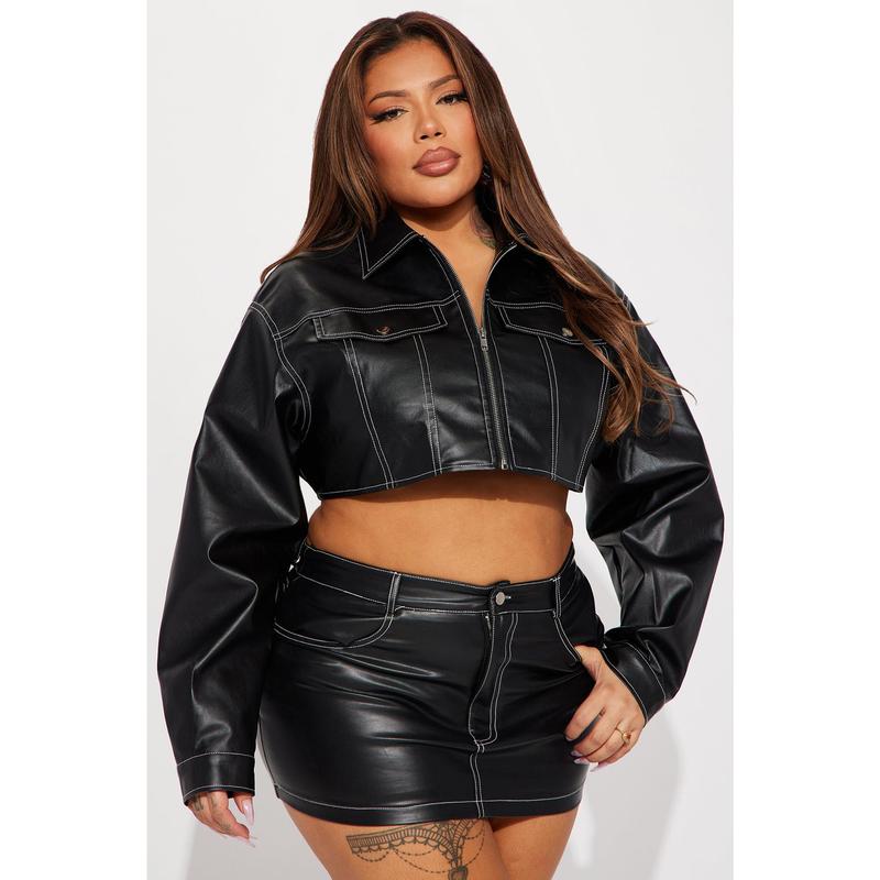 Elora Cropped Jacket - Black