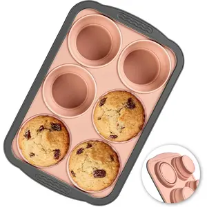 Muffin Pan - 6 Cups Regular Size Cupcake Pan Egg Bite Molds Muffin Pans for Baking - Nonstick, Easy to Pop, Bakeware for Oven Dishwasher Safe,  (6-Cups )