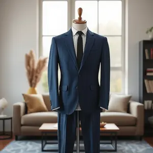 Men's Plaid Slim Fit Suit  Korean Style One-Button Notch Lapel Casual Blazer with Pocket Detail & Center Vent