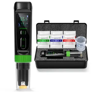 VIVOSUN Aerolab Digital pH Meter Kit ±0.01 High Accuracy, Waterproof pH Tester Pen with Replaceable Probe, LCD Display, Auto Temperature Compensation, Calibration Powder for Hydroponics, Gardening