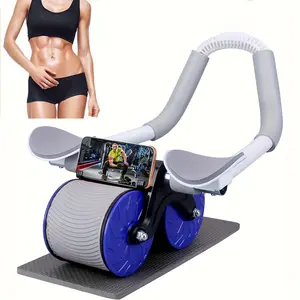 Ab Roller Exercise Wheel, Automatic Rebound Ab Roller with Knee Pads, Plank Ab Roller Double Wheel for Beginners Core Trainer, Ab Muscle Trainer