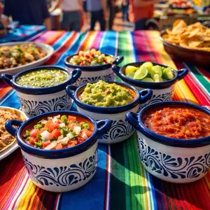 Talavera Salsa Bowl With Lid (Set of 6) | Design Flor Cobalt Blue  & White Color