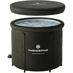 Standard Ice Bath Tub, 84 Gallon Cold Plunge Tub with Cover Lid, Inflatable Ice Plunge Tub for Adults, Side Drain, Chiller Compatible (Requires Conversion Kit)