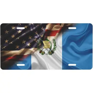 Combined Guatemala and USA Flag Personalized License Plates for Front of Car Vanity Plate Front License Plate Decorative, 6x12 Inch