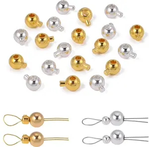 Songxi 60pcs Ball Mixed Stopper Crimp Beads for Jewelry Making, 4.7x3.1mm Brass End Caps for Bracelet Necklace Earring, Art and Crafts, Loose