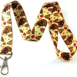 Execucat Lanyard - Classic Thanksgiving (Turkeys, Red Apples, Pies, and Fall Themes) - ID Badge Holder & Keychain