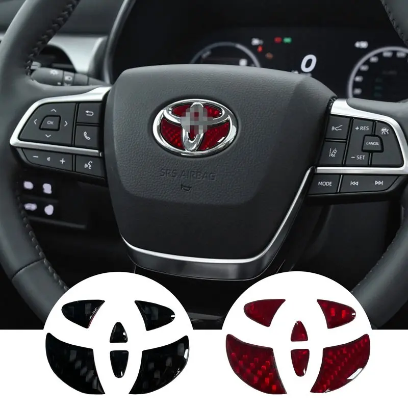 Premium 3D Carbon Fiber Steering Wheel Emblem for Toyota Corolla Camry Yaris Rav4 Prado CHR TRD VIOS Durable Easy-to-Apply Exterior Accessory