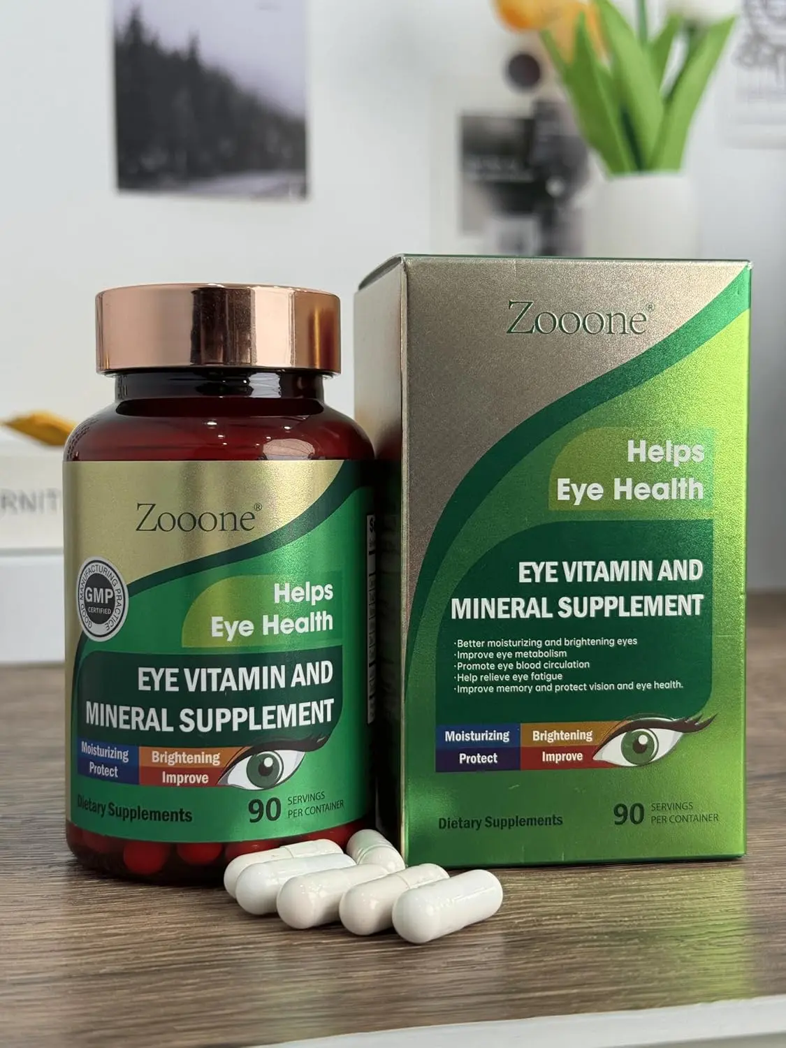 Eye Vitamin & Mineral Supplement by Zooone, Premium Daily Nutrition for Eye Wellness, Helps Improve & Brighten Vision Comfort, 90 Servings