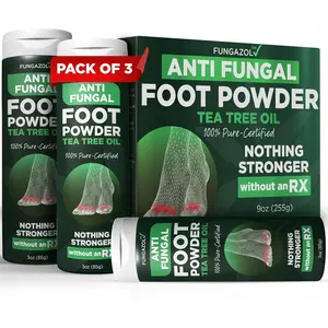 Antifungal Foot Powder with Miconazole Nitrate 2% & Tea Tree Oil | Athletes Foot Treatment for Itchy Skin & Odor Control | Prevents Reinfection | Fast-Drying Powder | Pack of 3