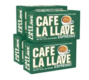Cafe La Llave Dark Roast Ground Espresso Coffee, 10 oz Bricks (Pack of 4) – Cuban Style, Bold & Rich Flavor, for Espresso, Moka Pot & Drip