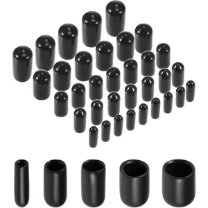 50Count Round Rubber End Caps 1/8" 3/16" 1/4" 5/16" 3/8" Black Vinyl Cover Screw Thread Protectors Assortment Kit(3mm 5mm 6mm 8mm 9.5mm)