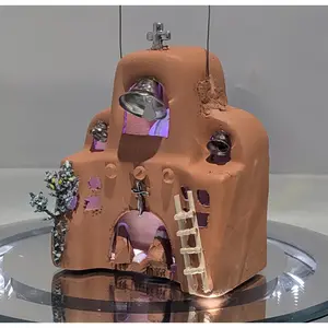 San Miguel Church Ornament Nativity with Color Changing Light – Handcrafted by NM Artist JBower