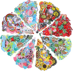 100Pcs Random Assorted Embroidered Iron-On Patches, Cute Sewing Appliques for Jackets, Hats, Backpacks, Jeans, DIY Accessories Large Patches, Morale Patch DIY Craft Project Flower Embroidery, Heart Embroidery