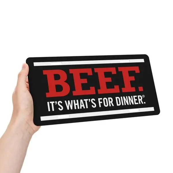 6x12 in Aluminum Automotive License Plate - Eat More Beef Longhorn Bull Graphic, Western Home Decor Plaque, Cars/Trucks Vehicle Decor, Metallic Look Accessory for Beef Enthusiasts to Show Support