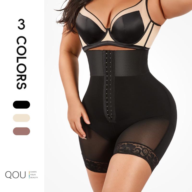 QOU Highwaist Girdle BBL Shorts,Hip Lift Compression body shapewear,high waist short,Tummy Control Fajas Colombianas waist trainers,Sexy Non Slip,Butt Lift Body Shaper,Minimalist Basic Comfort fajas Fit Womenswear,faja strapless Seamless Check Black