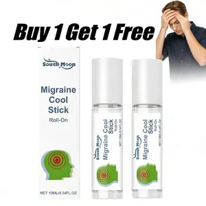 Migraine Relief Roll-On with Peppermint, Lavender & Spearmint Oil, Therapeutic Aromatherapy Solution for Cooling Headache & Vertigo, 10ml