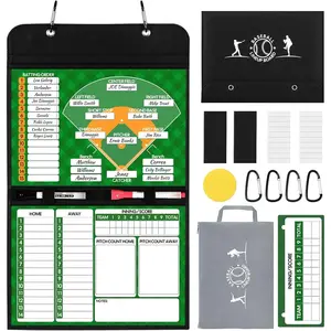 Collapsible Professional Softball & Baseball Lineup Board for Dugout, Baseball Clipboard for Coaches with 40 Magnetic Lineup Cards and High-End Markers (Leather Cover)