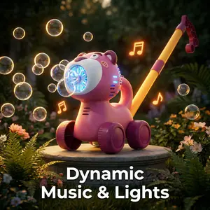 Pink Bubble Machine Blower Maker Toy Christmas Basket Stuffers Outdoor Summer Girls Kids Birthday Best Gift for 3-9 Year Old Capybara Cute Valentines Day Gifts