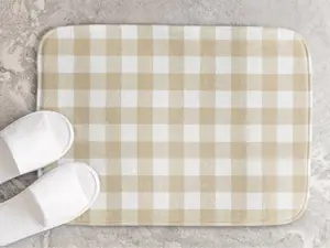 Mackenzie Childs Tan Check  Doormat ,Non Slip Front Door Mat Outside Absorbent Rubber