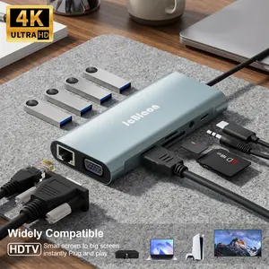 11-in-1 USB-C Expansion Dock - USB C Hub, Multiple High-Speed USB-C Ports, Triple Display Setup, Fast PD, Gigabit Ethernet, USB 3.0, USB 2.0 , Microphone/Audio, SD/TF Card Reader - Universally Compatible with MacBook, Windows, And Other USB-C