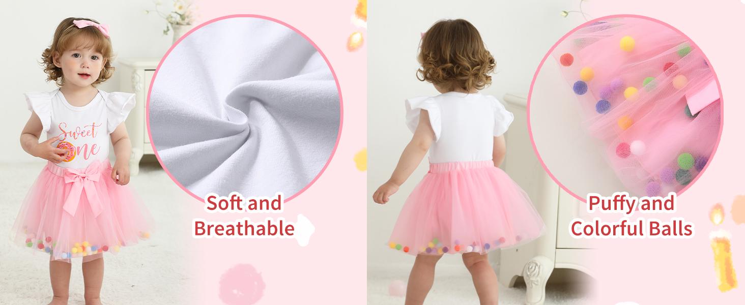 Baby Girl 1st Birthday Outfits One Year Old Clothes Romper Tutu Cake Smash Skirt with Headband Baby Girl Gifts