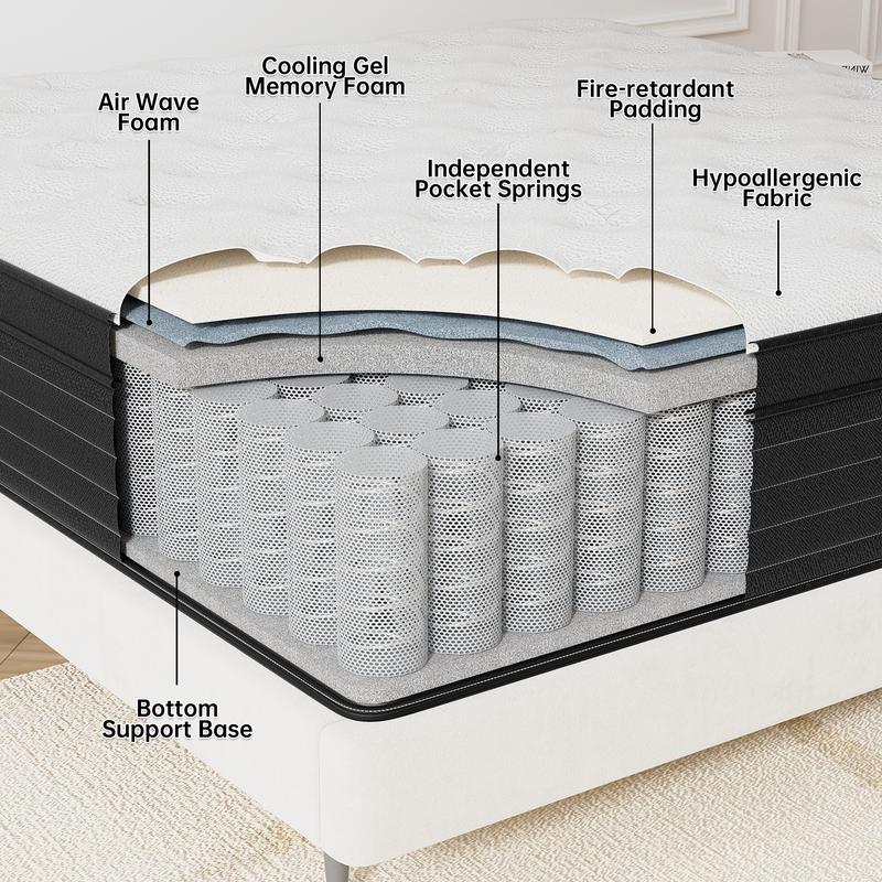 8 inch Medium Firm Hybrid Mattress Memory Foam and PocketSpring Twin Full Queen King Size Mattress In a Box