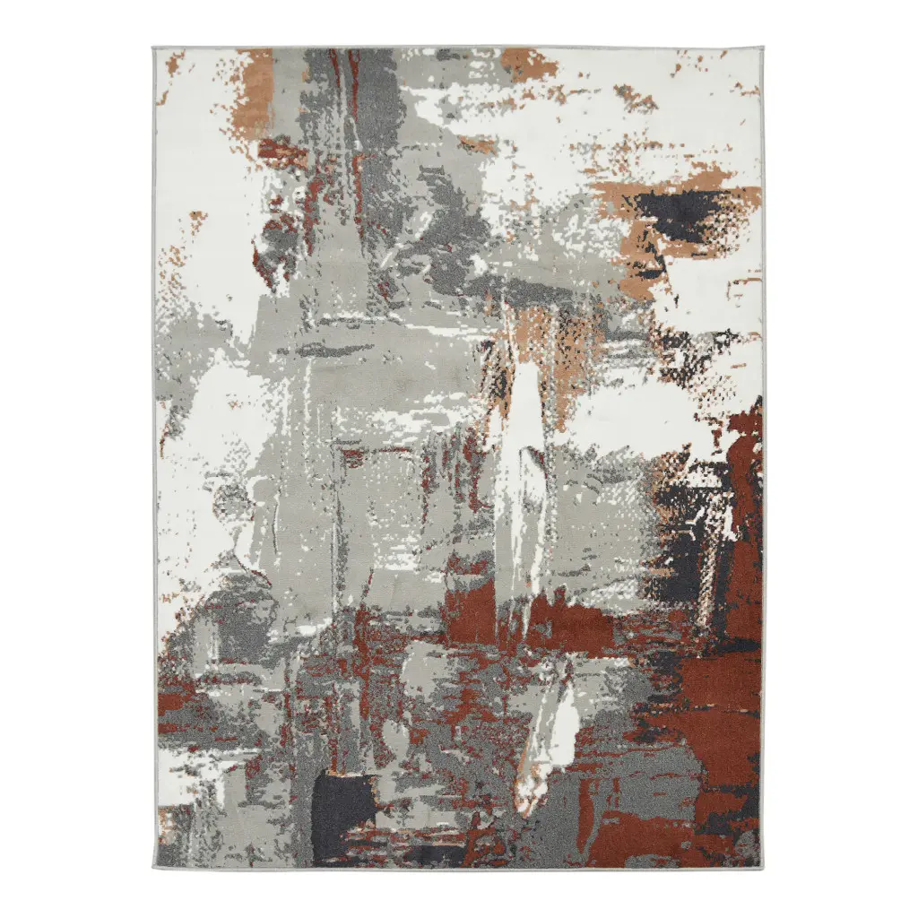 212 MAIN 531731 2x3 ft. Rust Abstract Power Loom Rectangle Area Rug - Abstract Print, Contemporary Look, High Traffic, Indoor Use, Rectangle Size, Stain Proof, Abstract Style Area Rugs, Home Decor