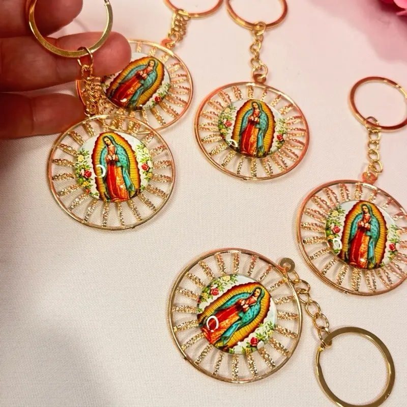 12pcs Recuerdos para Bautizo, Communion y Confirmación, Llaveros de Virgencita, Recuerdos para toda ocasión